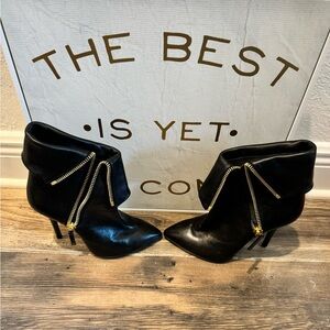 Giuseppe black leather with gold zipper booty 100 mm